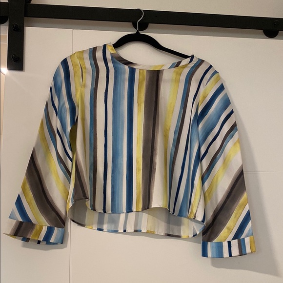 ⚫️ Zara ⚫️ Striped Multicolor satin cropped Women's Top - size small - Picture 1 of 2